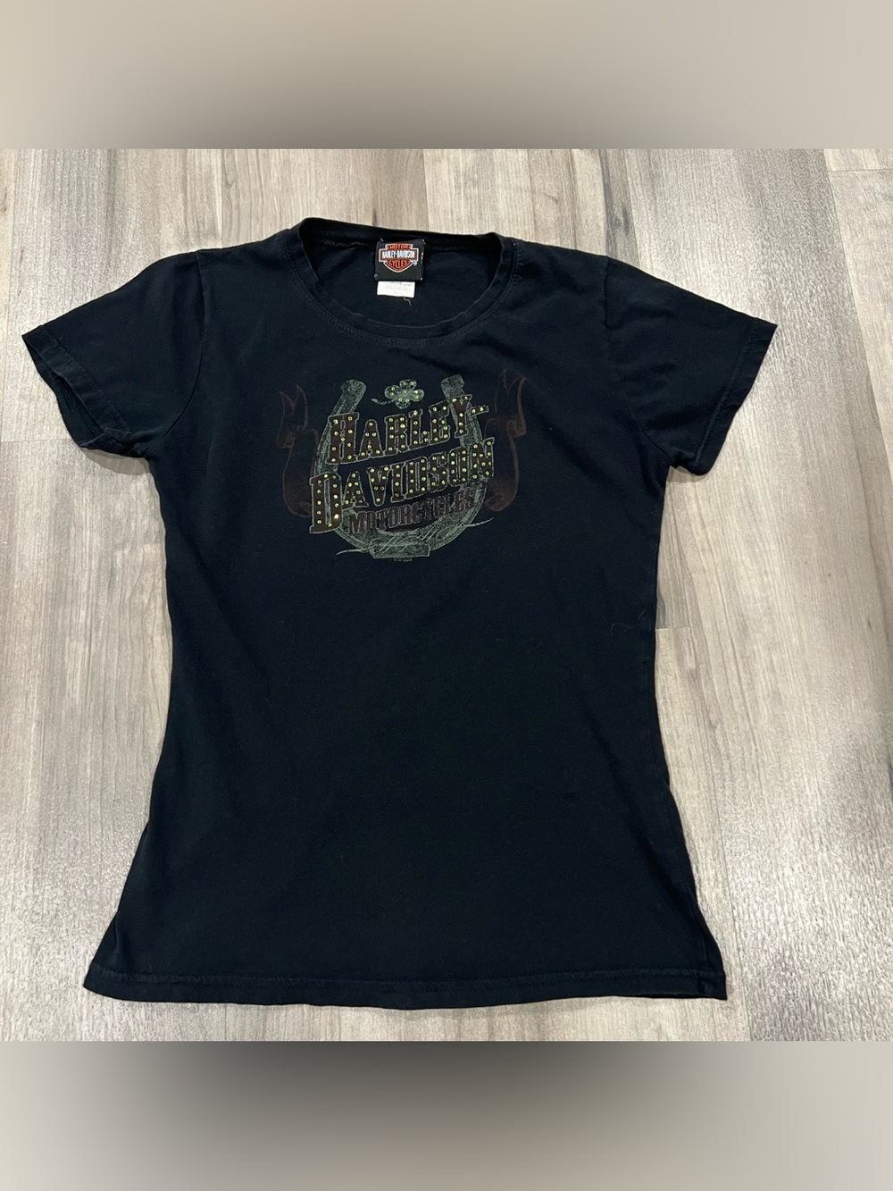 Harley Davidson Baby Doll Tee Rhinestones Size Large